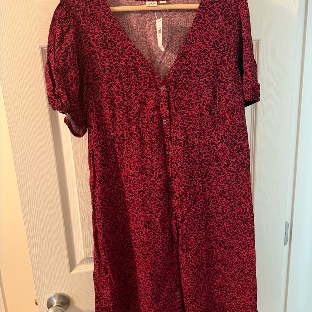 GAP Pink V-Neck Midi Sundress